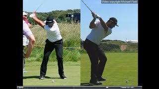 Jon Rahm golf swing  Long Iron faceon amp downtheline July 2017 [upl. by Novla]