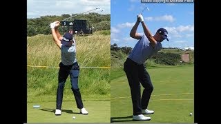 Justin Thomas golf swing  Long Iron faceon amp downtheline July 2017 [upl. by Clein]