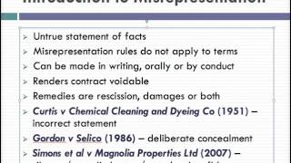 Misrepresentation Lecture 1 of 4 [upl. by Llien]